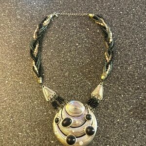 Chunky Beaded Silver Necklace